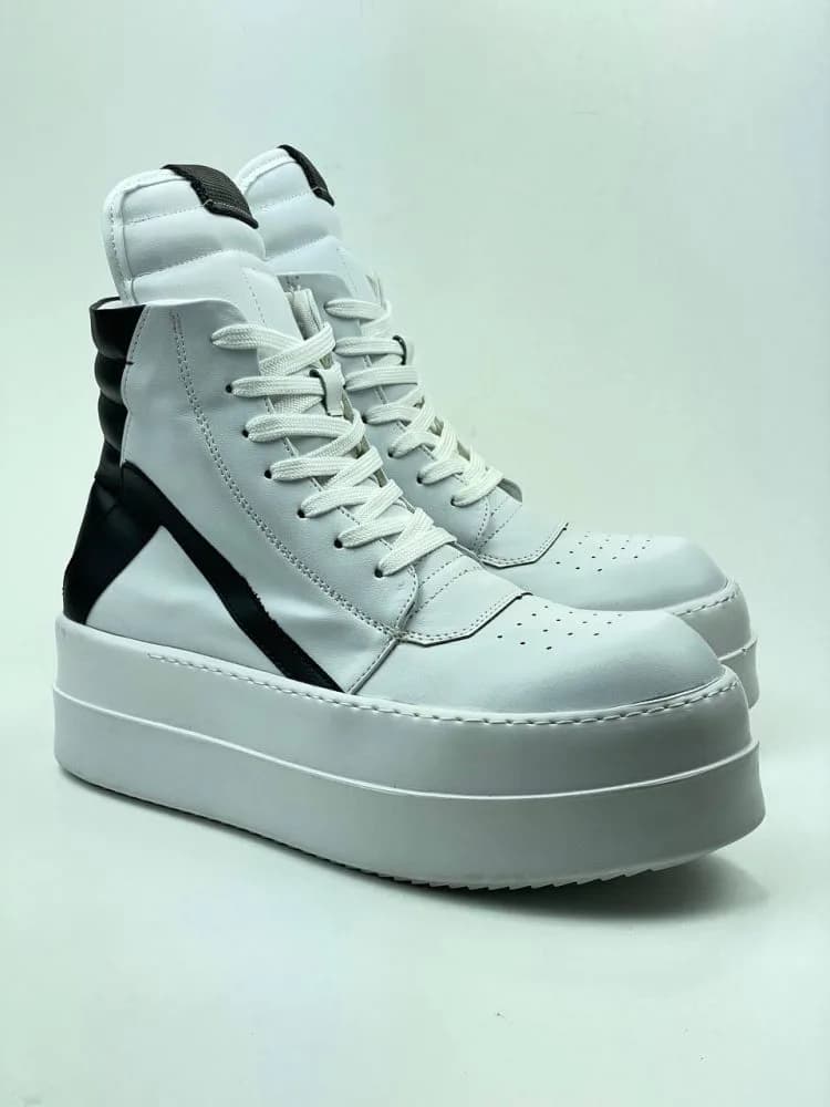 بوت ریک اونز RICK OWENS کد 3303 چرم سفید مشکی مات — تصویر ۴