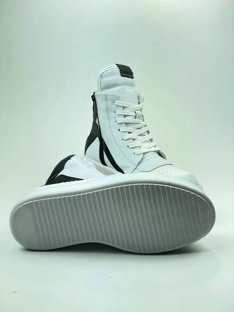 بوت ریک اونز RICK OWENS کد 3303 چرم سفید مشکی مات — تصویر ۵