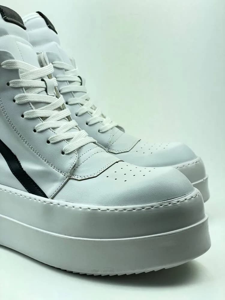 بوت ریک اونز RICK OWENS کد 3303 چرم سفید مشکی مات — تصویر ۷