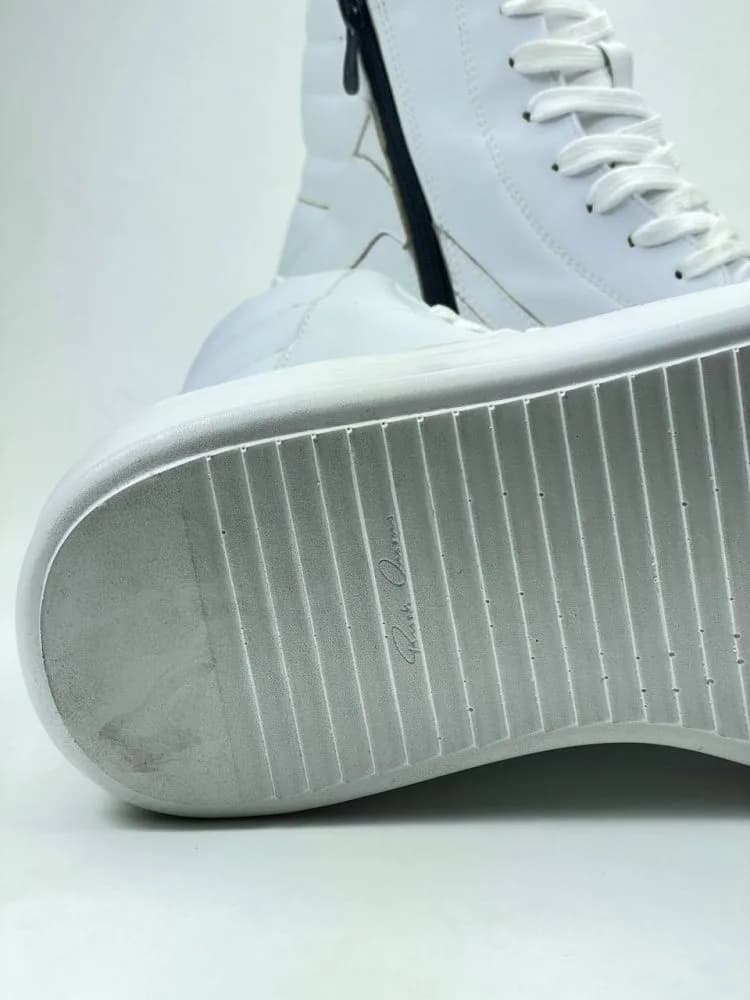 بوت ریک اونز RICK OWENS کد 3303 چرم سفید یکدست مات — تصویر ۶