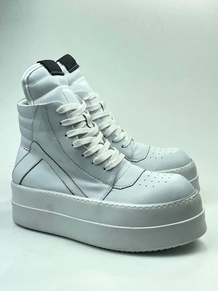 بوت ریک اونز RICK OWENS کد 3303 چرم سفید یکدست مات — تصویر ۳