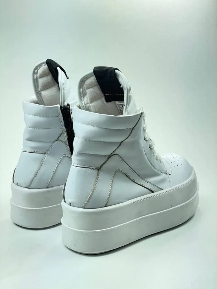 بوت ریک اونز RICK OWENS کد 3303 چرم سفید یکدست مات — تصویر ۷