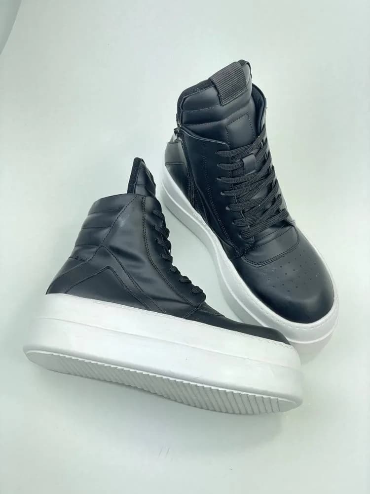 بوت ریک اونز RICK OWENS کد 3303 چرم مشکی مات یکدست — تصویر ۶