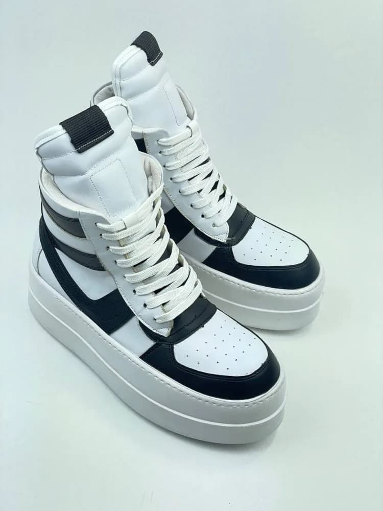 بوت ریک اونز RICK OWENS کد 3305 چرم سفید مشکی مات — تصویر ۶