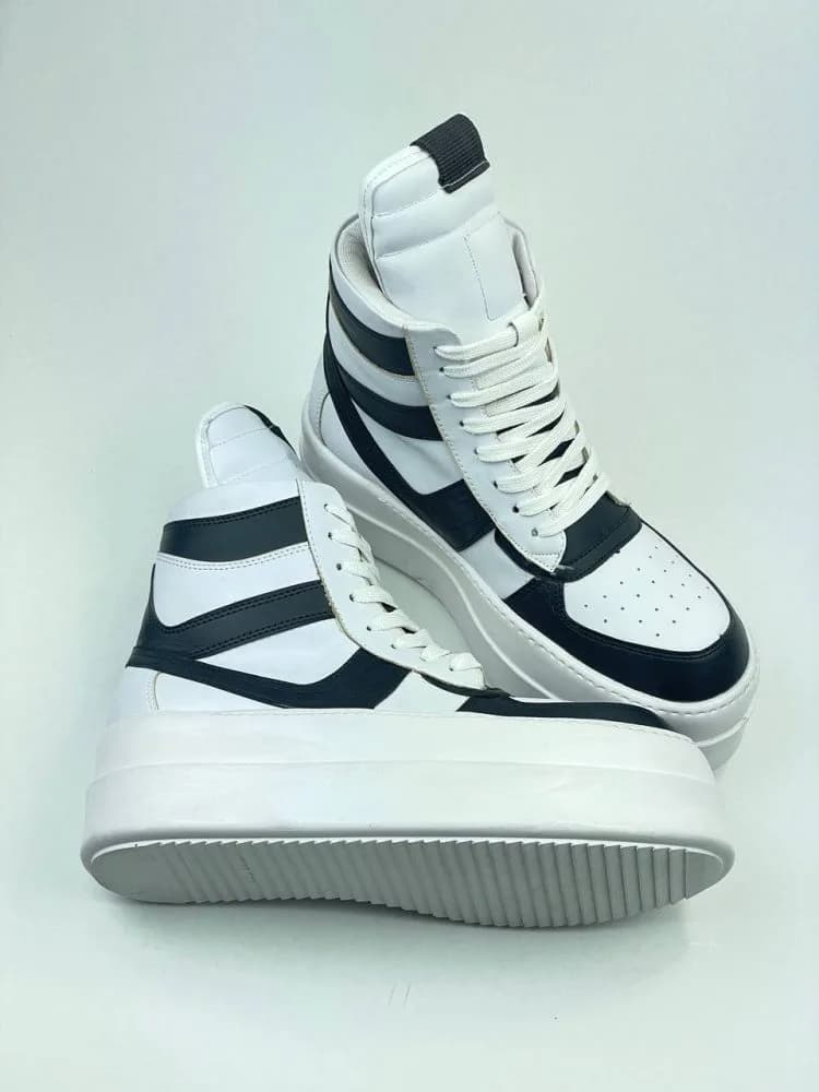 بوت ریک اونز RICK OWENS کد 3305 چرم سفید مشکی مات — تصویر ۷
