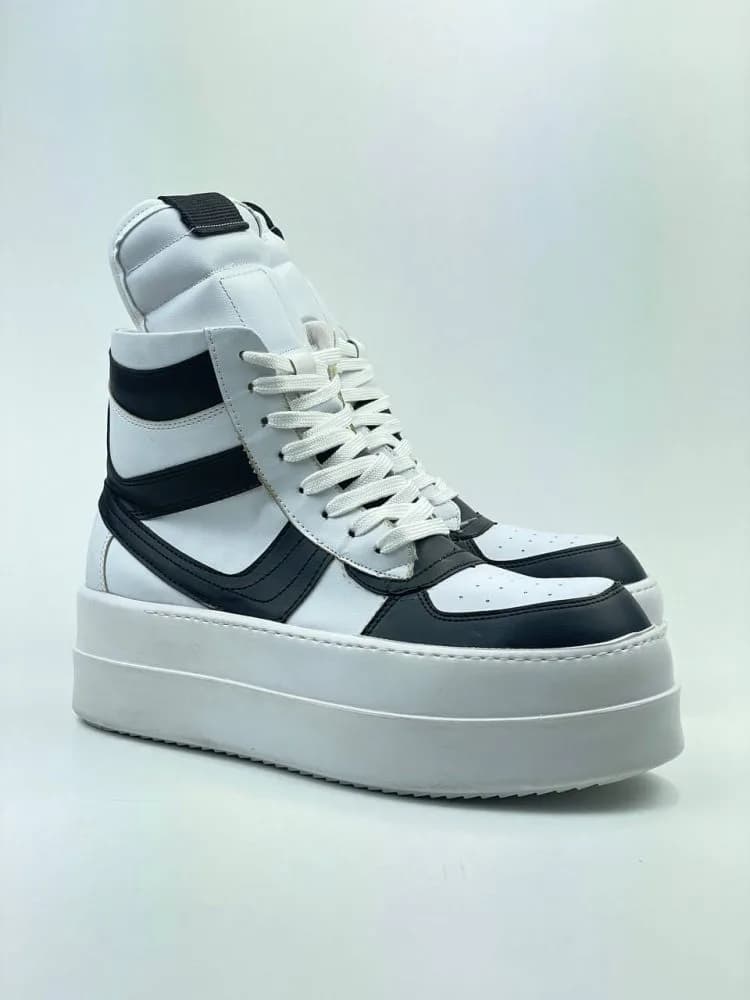 بوت ریک اونز RICK OWENS کد 3305 چرم سفید مشکی مات — تصویر ۳