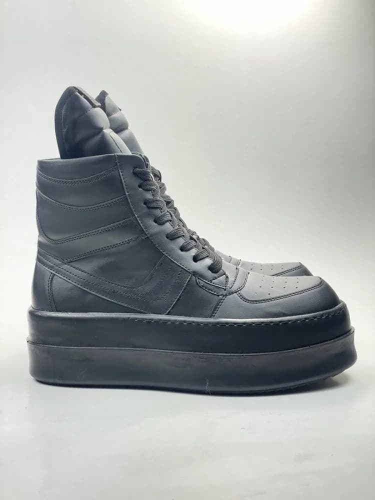 بوت ریک اونز RICK OWENS کد 3305 چرم مشکی مات زیره مشکی یکدست