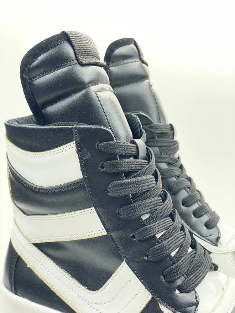 بوت ریک اونز RICK OWENS کد 3305 چرم مشکی مات سفید — تصویر ۳