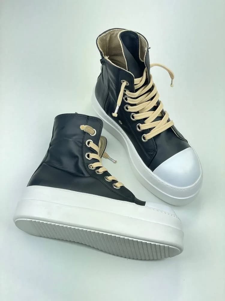 بوت ریک اونز RICK OWENS کد 3304 چرم مشکی مات — تصویر ۳