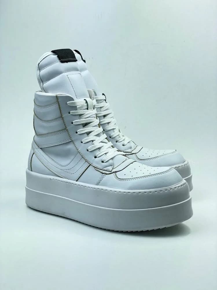 بوت ریک اونز RICK OWENS کد 3305 چرم سفید مات یکدست — تصویر ۵