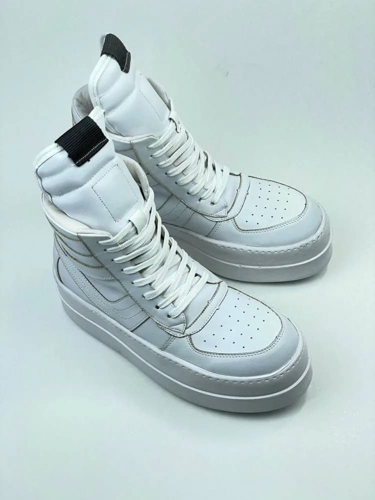 بوت ریک اونز RICK OWENS کد 3305 چرم سفید مات یکدست — تصویر ۶