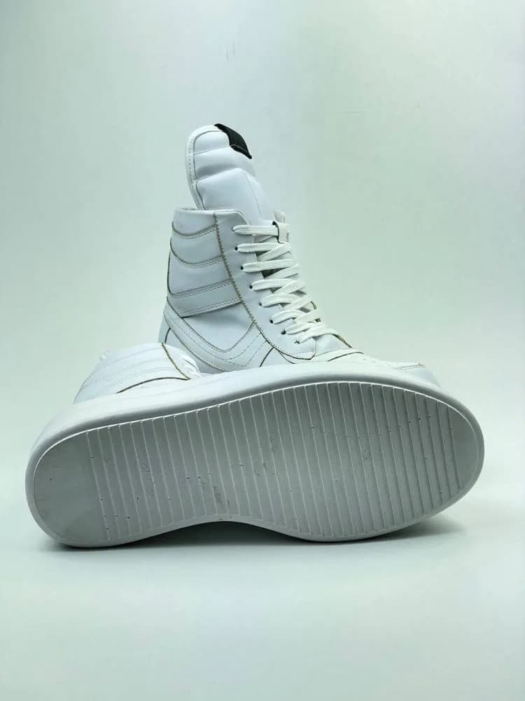 بوت ریک اونز RICK OWENS کد 3305 چرم سفید مات یکدست — تصویر ۴