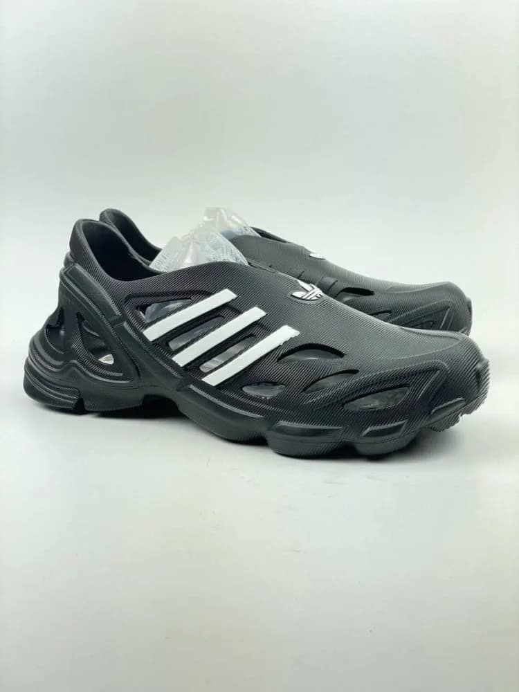 ادیداس ADIDAS تزریق eva ایویا اسلیپر راننیگ بغل سوراخ دار مشکی سفید — تصویر ۵
