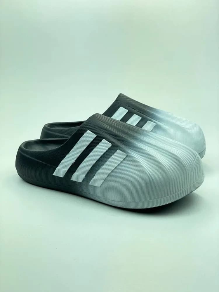 ادیداس ADIDAS تزریق eva ایویا جلو بسته پشت نعلنگی مشکی سفید طرحدار — تصویر ۲