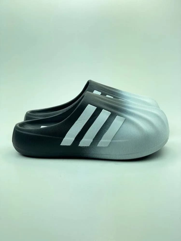 ادیداس ADIDAS تزریق eva ایویا جلو بسته پشت نعلنگی مشکی سفید طرحدار
