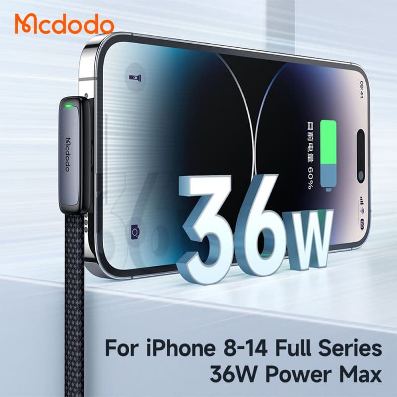 کابل شارژ تایپ سی به لایتنینگ 36 واتی مک دودو مدل MCDODO CA-3350 طول 1.2 متر — تصویر ۳