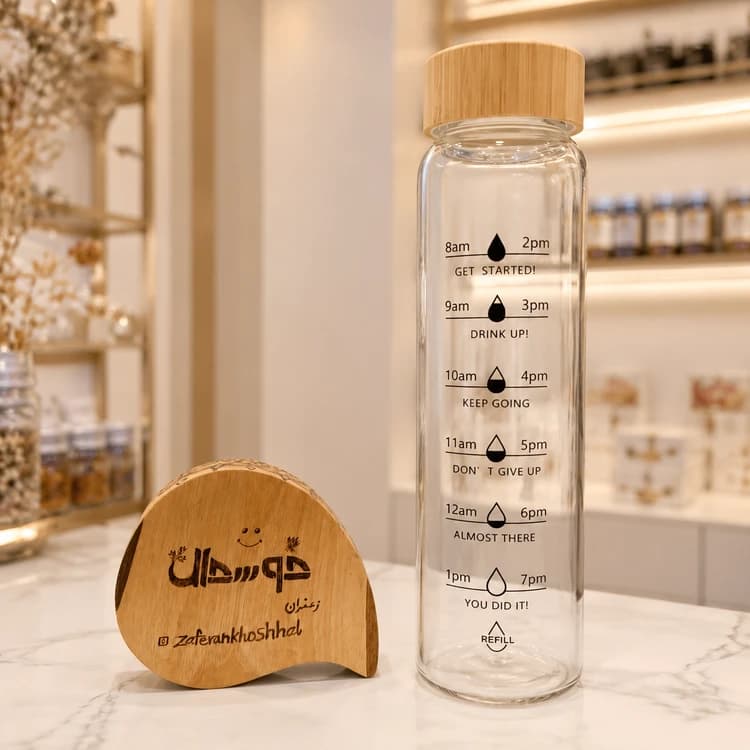 بطری شیشه ایی در چوب بامبو 1000 میل