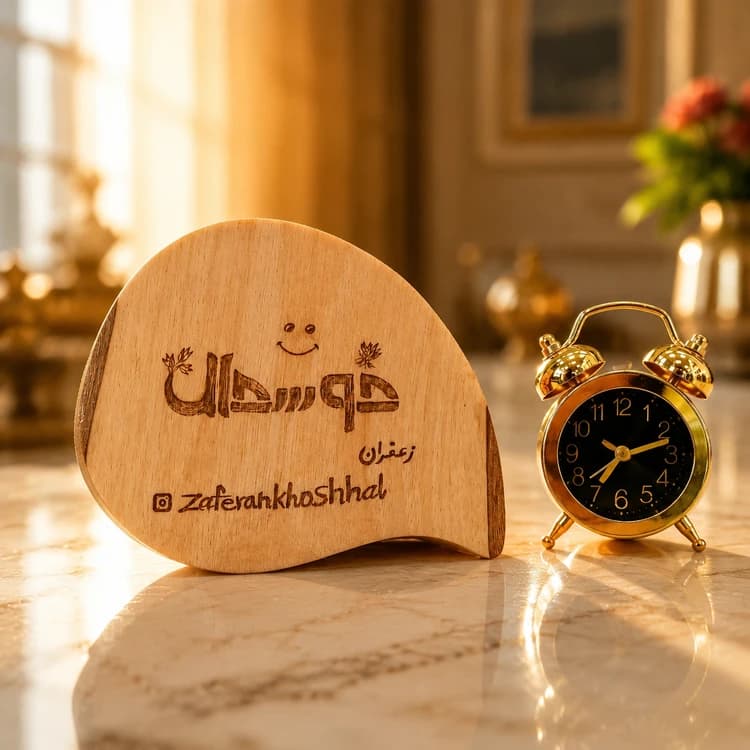 ساعت رو میزی فلزی طلایی کوچک