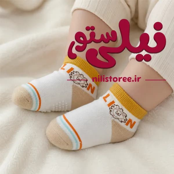 جوراب استپ دار مچی طرح شیر 18-24ماه برند12