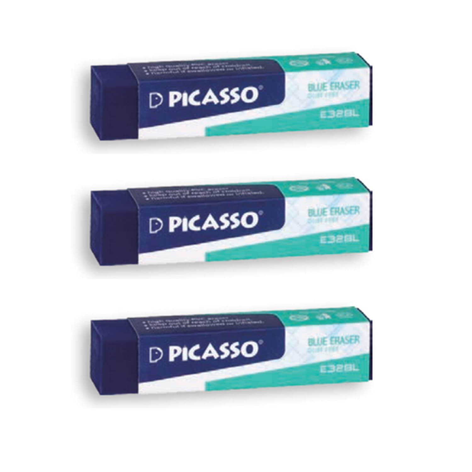 پاک کن پیکاسو مدل BLUE ERASER بسته 3 عددی — تصویر ۲