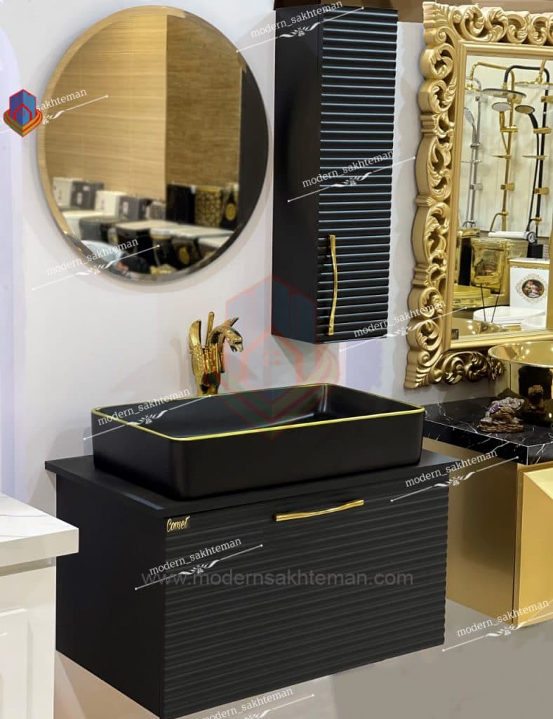 روشویی کابینتی لوکس مدل مودنا مشکی کد 001