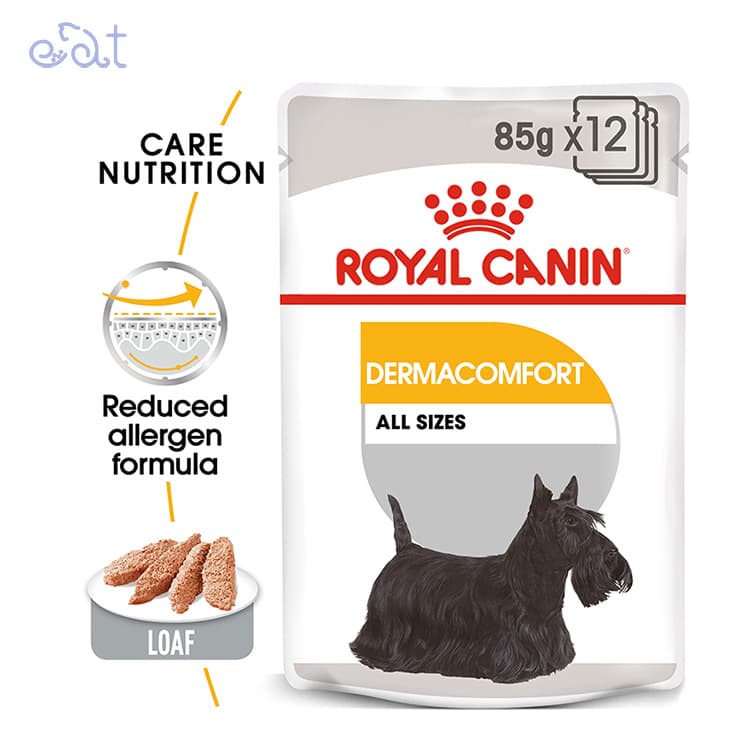 پوچ سگ درما کامفورت رویال کنین مدل Royal Canin DermaComfort وزن 85 گرم — تصویر ۲