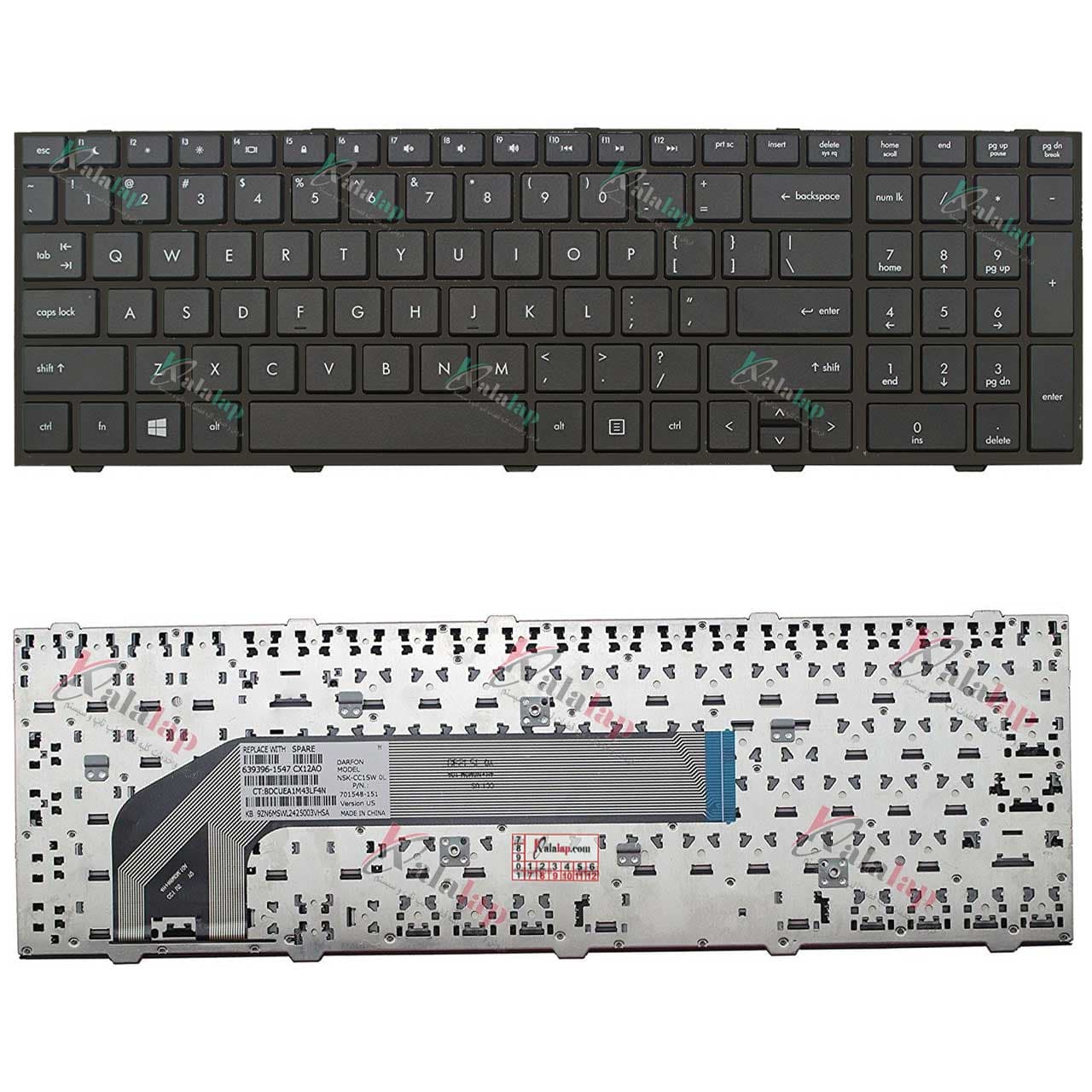 کیبورد لپ تاپ اچ پی HP ProBook 4540 4540s 4545s اینتر کوچک با فریم — تصویر ۳