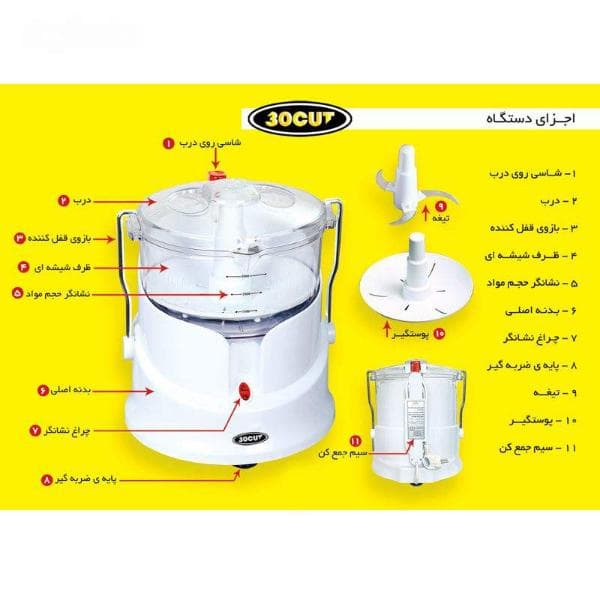 غذاساز سی‌کات 30CUT (چرخ‌گوشت، سبزی‌خردکن، پوست‌گیر و مخلوط‌کن) — تصویر ۳