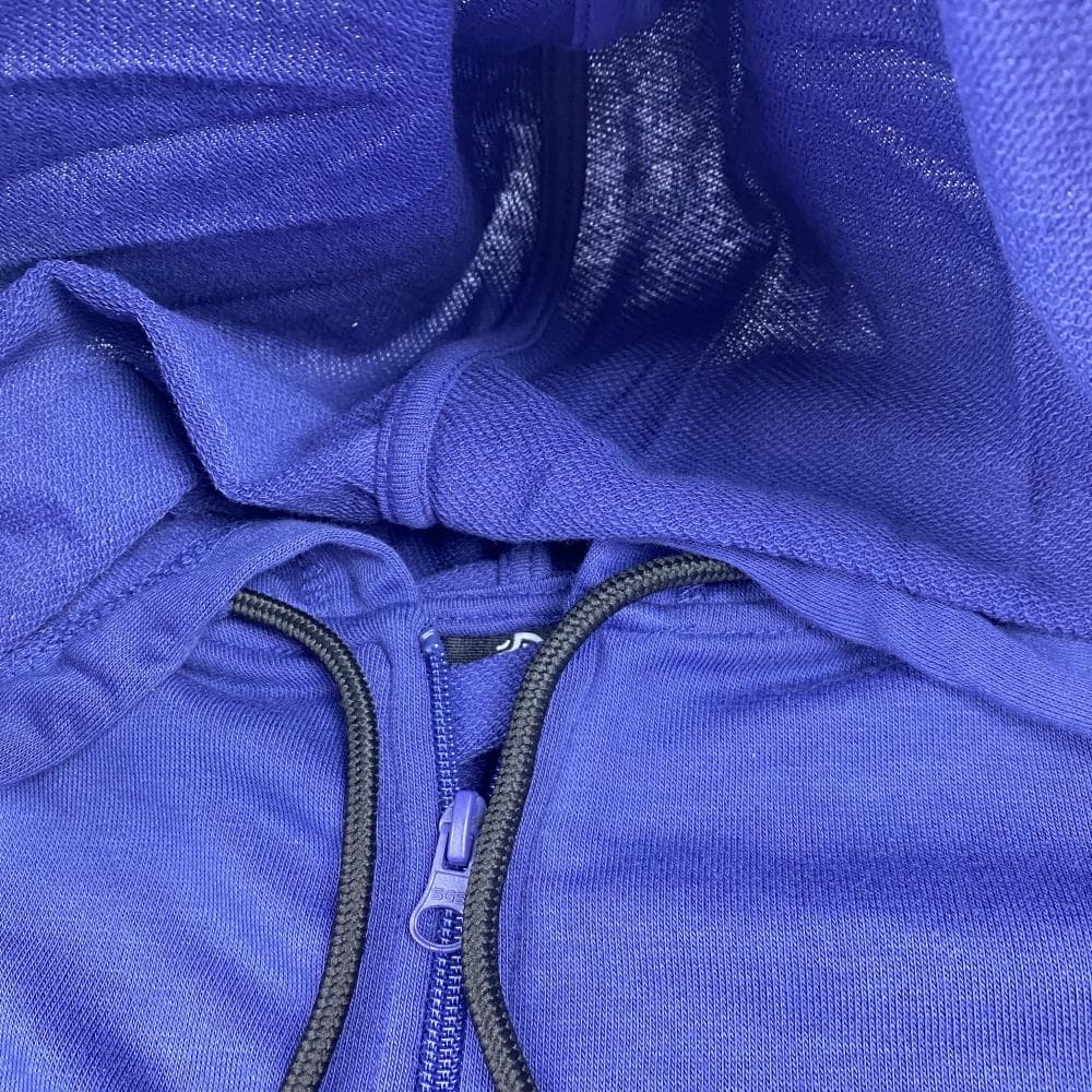 سوییشرت اسپرت طرح کلاه دار زیپی نیلی پررنگ — تصویر ۵