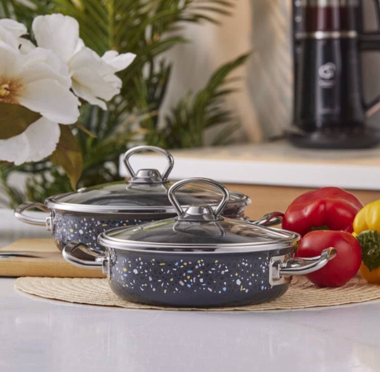ست تابه دو دسته دو عددی کاراجا مدل Terazzo سرمه ای — تصویر ۲