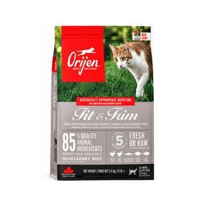 غذای خشک گربه بالغ اوریجن مدل Orijen Adult Fit & Trim با طعم مرغ، بوقلمون و ماهی وزن ۱.۸ کیلوگرم