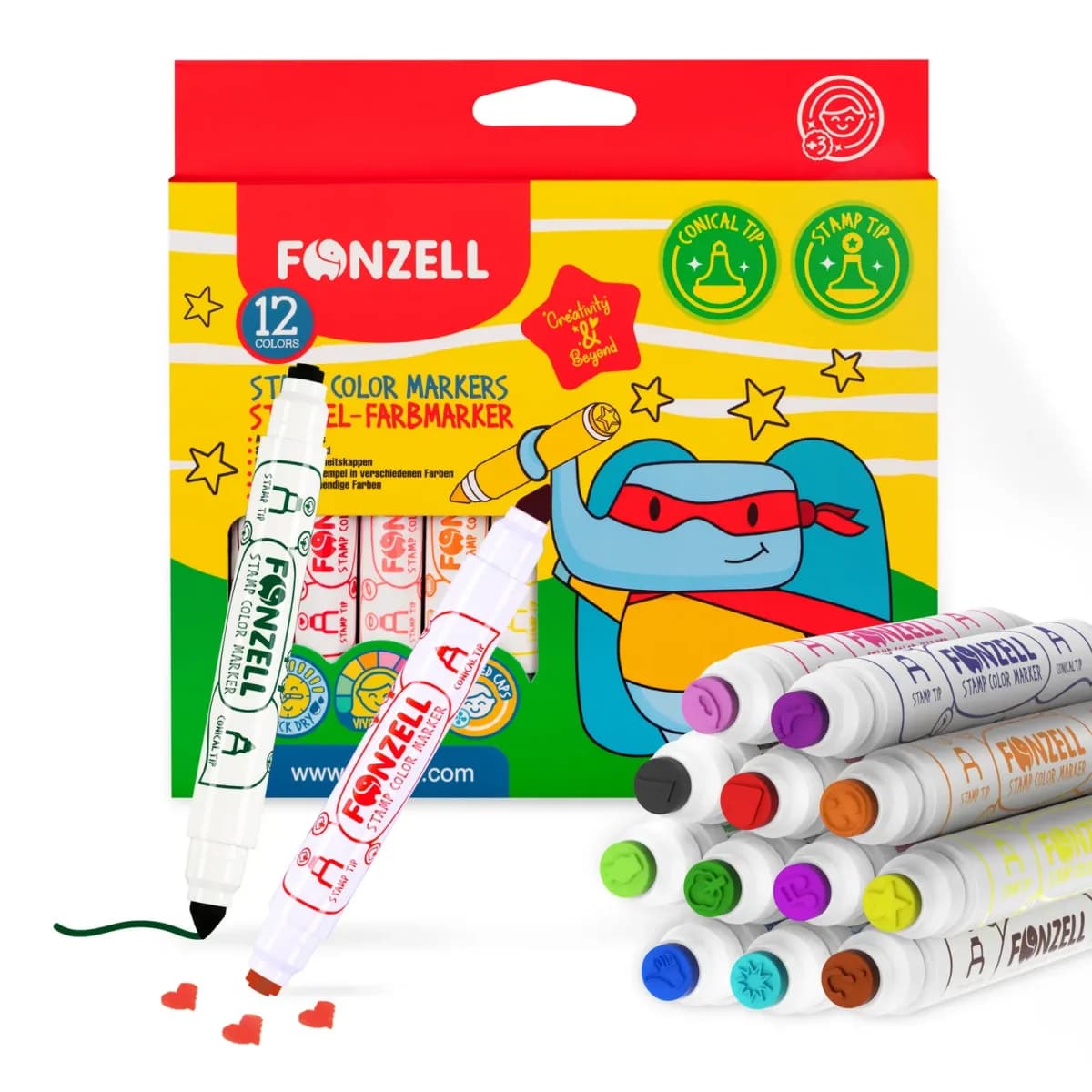 ماژیک و مهر 12 رنگ فونزل کد 685004 (fonzell)