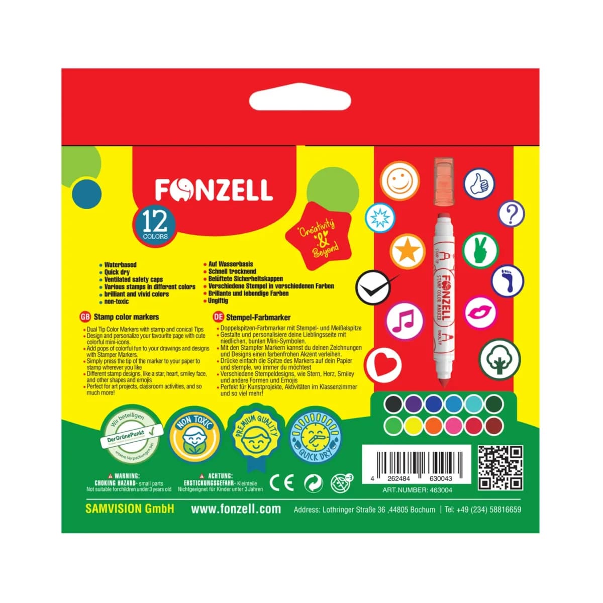 ماژیک و مهر 12 رنگ فونزل کد 685004 (fonzell) — تصویر ۸