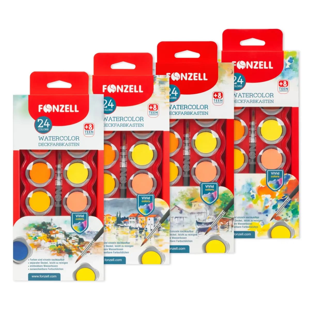 آبرنگ 24 رنگ قرص 30mm یا قلم مو فونزل (fonzell) — تصویر ۳