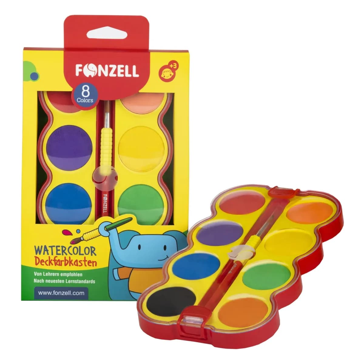 آبرنگ 8 رنگ قرص 40mm با قلم مو فونزل کد 685093 fonzell