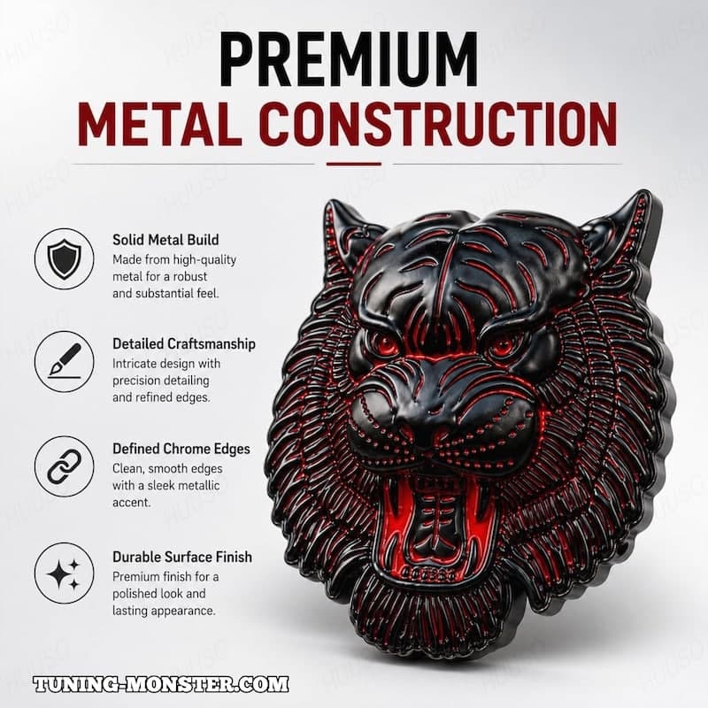 آرم فلزی سر ببر Tiger Head مشکی قرمز