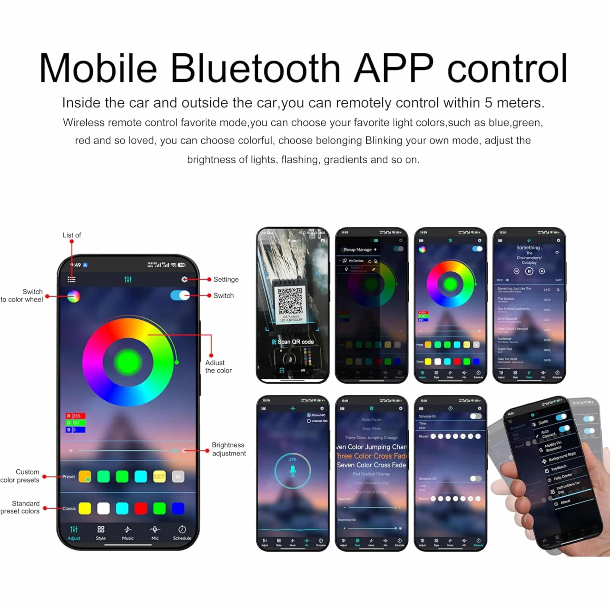 ال وایر RGB فیبر نوری ۵ سری ۶ متری اپ موبایل و ریموت — تصویر ۸