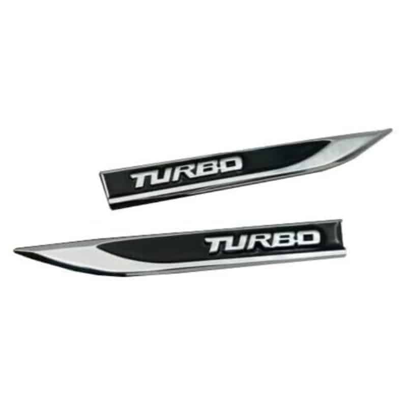 آرم فلزی روی گلگیر TURBO استیل مشکی — تصویر ۴