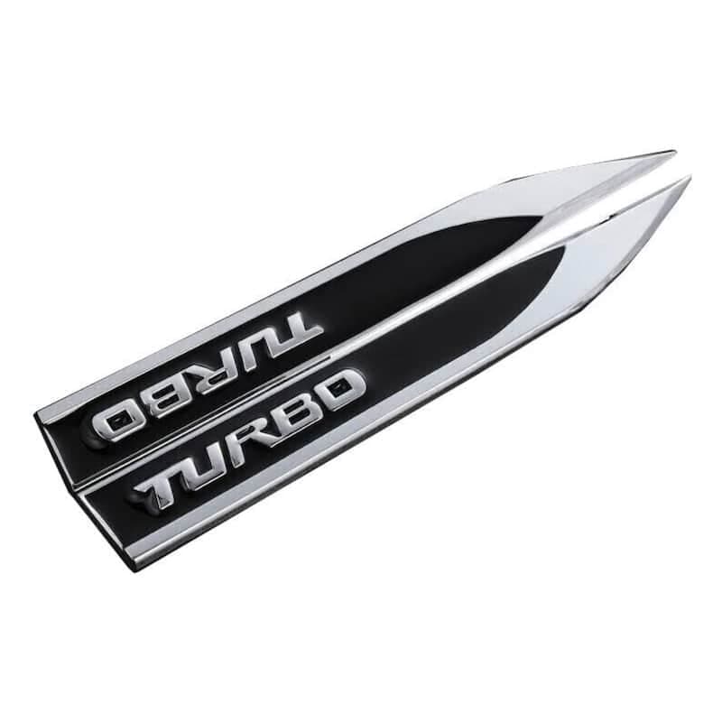 آرم فلزی روی گلگیر TURBO استیل مشکی — تصویر ۶