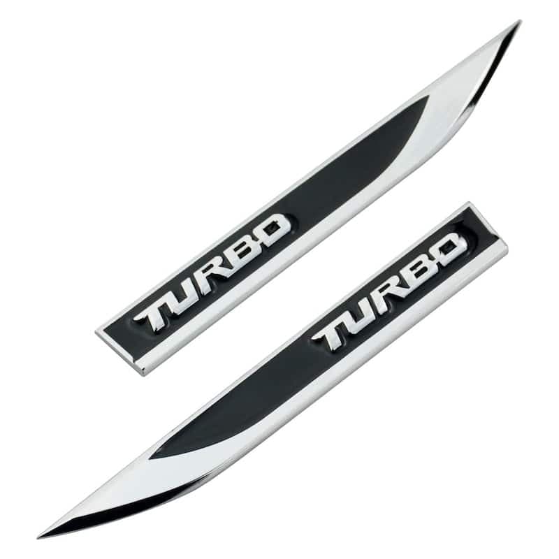 آرم فلزی روی گلگیر TURBO استیل مشکی — تصویر ۷
