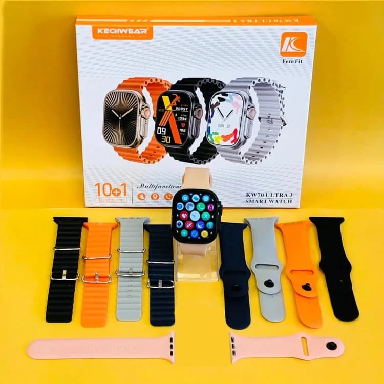 ساعت هوشمند کیوکر مدل KEQIWEAR KW70 ultra3 به همراه 10 عدد بند — تصویر ۳