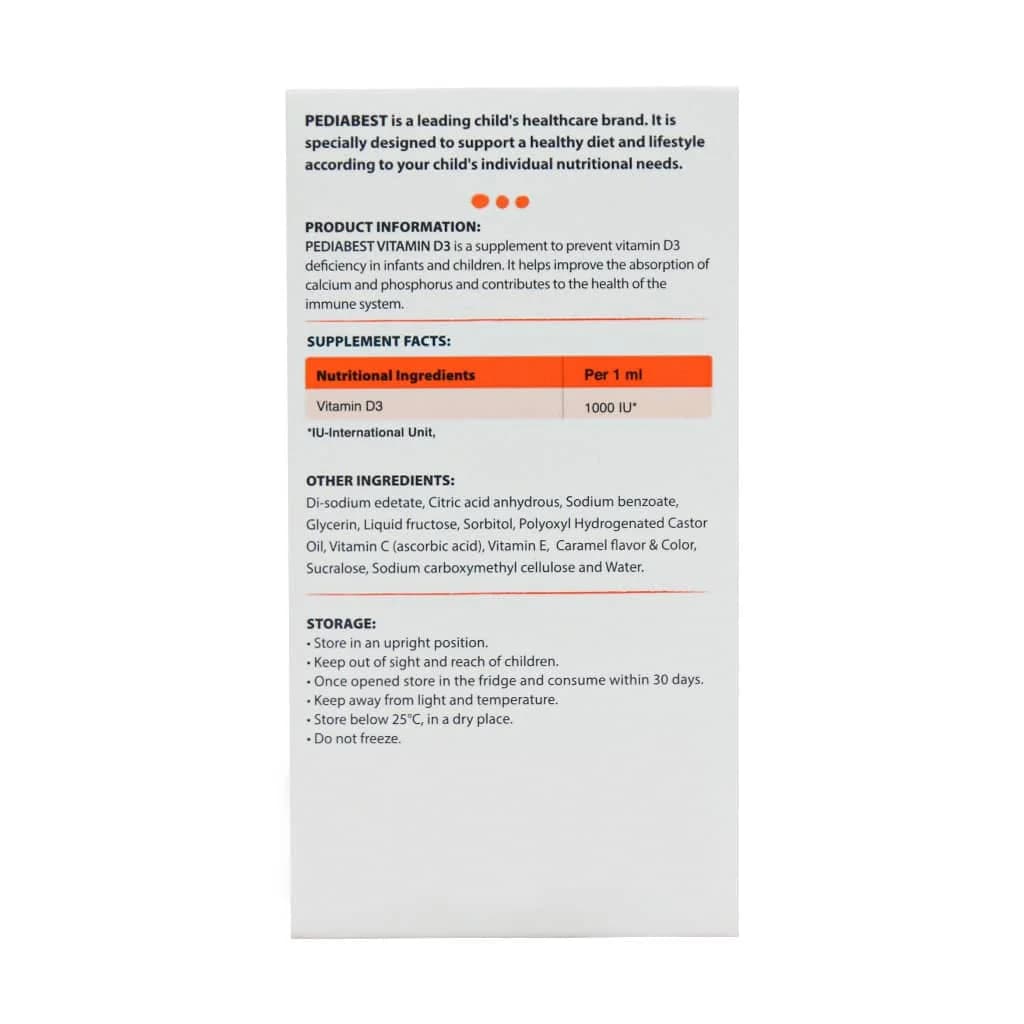 قطره ویتامین D3 پدیابست 30 میلی لیتر (Pedia Best Vitamin D3) — تصویر ۴