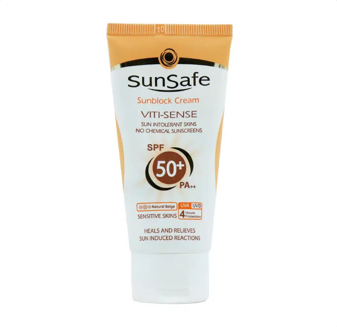 کرم ضد آفتاب رنگی +SPF50 فاقد جاذب های شیمیایی مناسب پوست حساس سان سیف — تصویر ۲