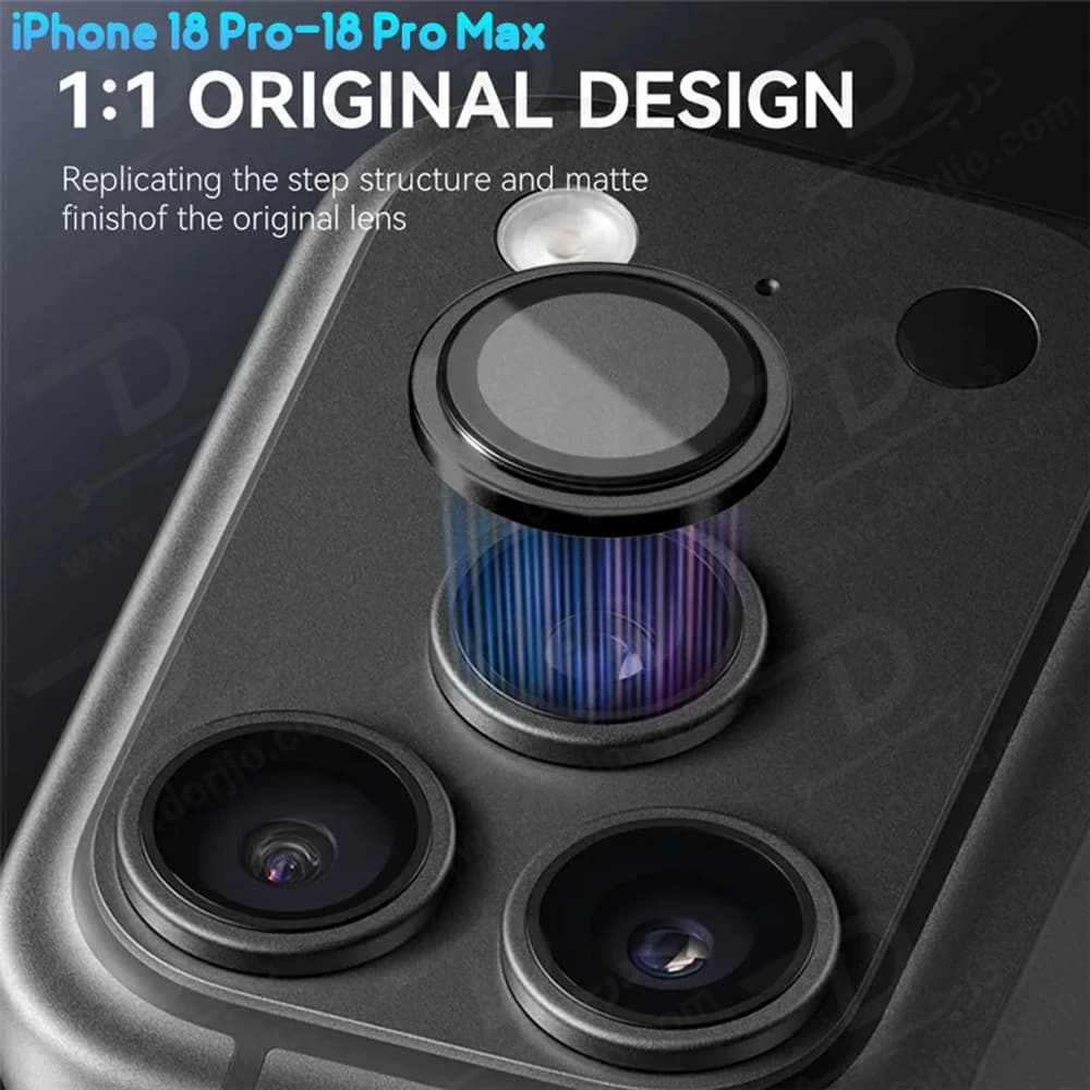 محافظ لنز دوربین رینگی فلزی iPhone 18 Pro Max مارک KUZOOM — تصویر ۷