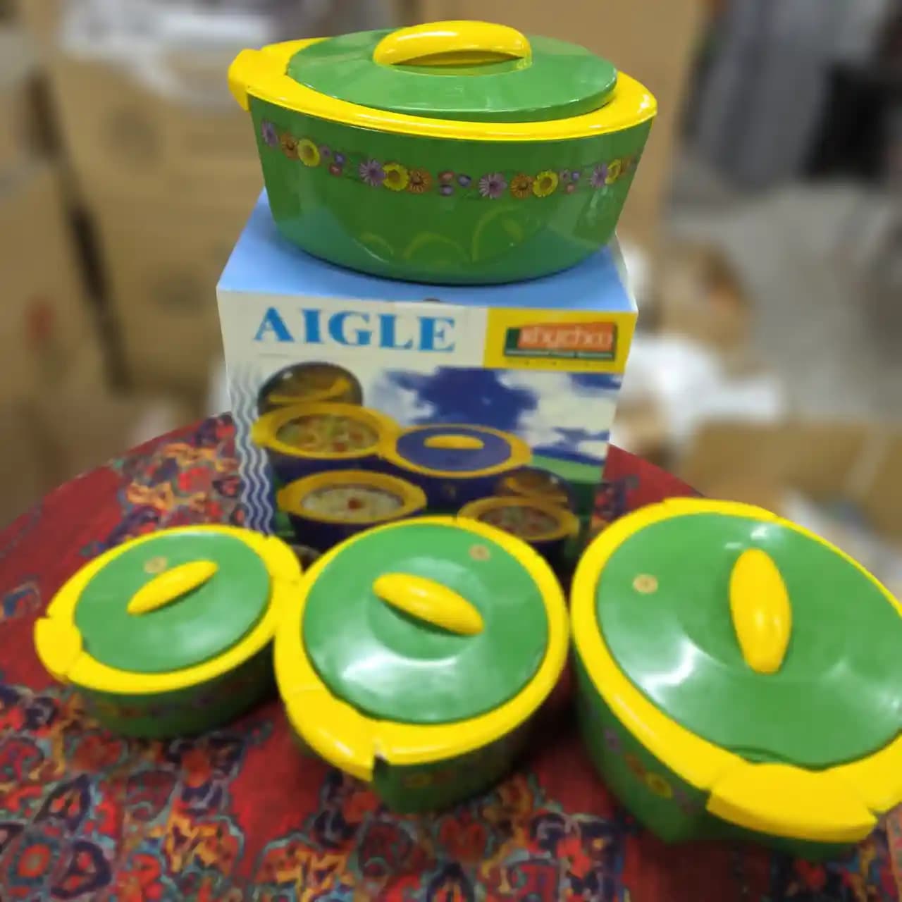 ست ظرف غذا ۴ تیکه دوجداره هندی برند AIGLE — تصویر ۲