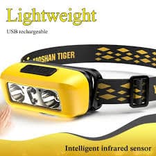 چراغ پیشانی شارژی سنسوردار yaoshan tiger — تصویر ۵