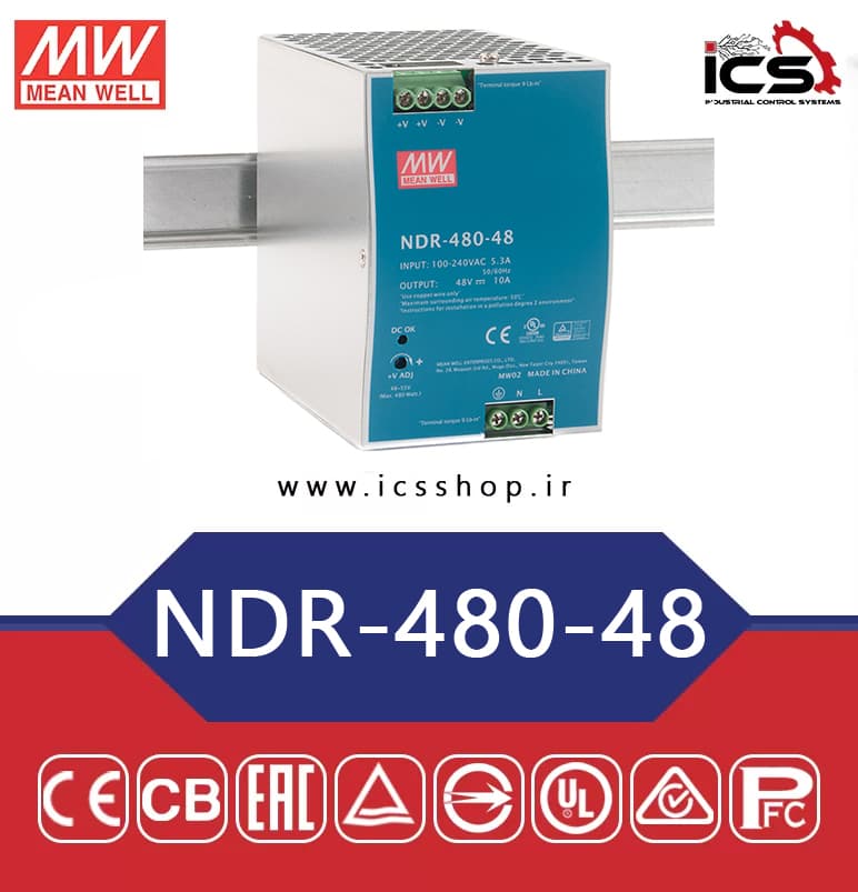 منبع تغذیه 48 ولت 10 آمپر مین ول مدل NDR-480-48