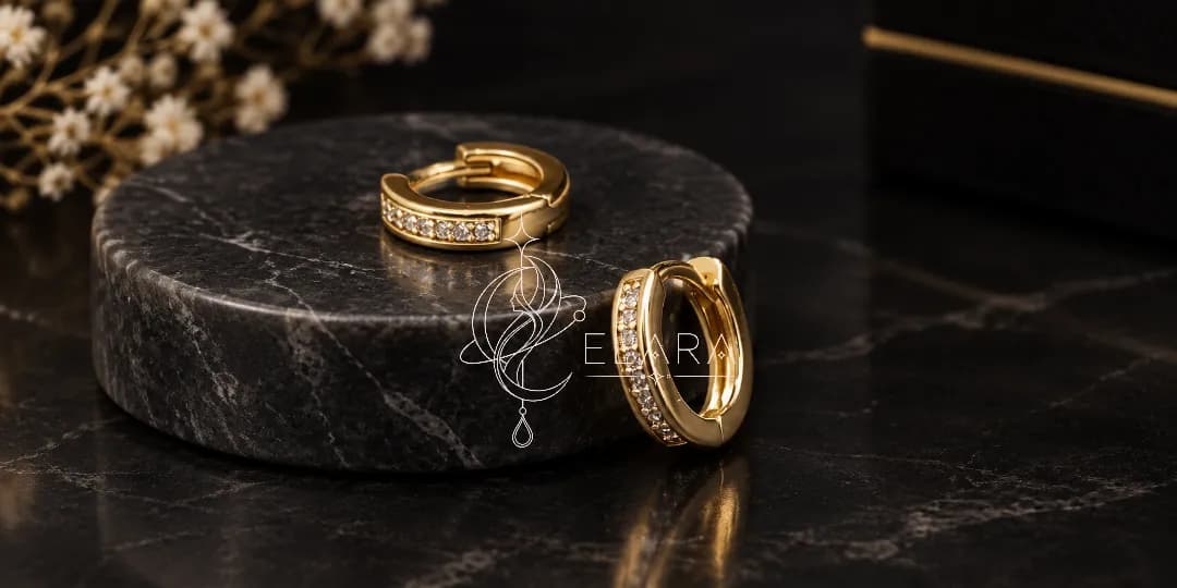گوشواره حلقهای نگیندار کد B610 | قطر ۱.۵ سانت رنگ ثابت ژوپینگ | الارا