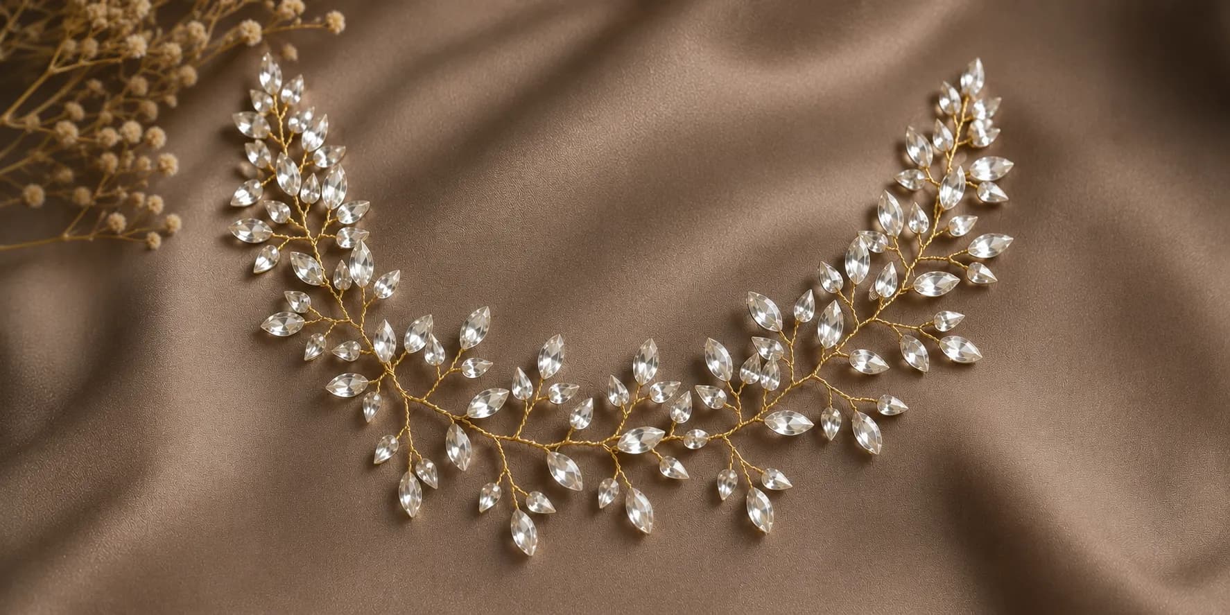 ریسه موی نگین مارکیز R120 | اکسسوری شینیون عروس و مجلسی | اِلارا — تصویر ۲