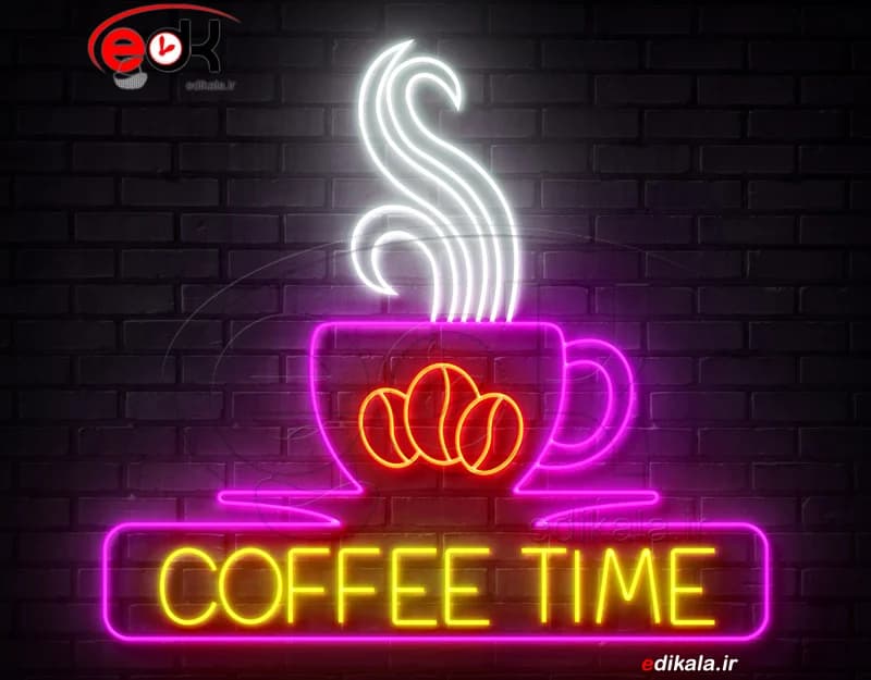 تابلو نئون طرح فنجان قهوه شماره 68 در ابعاد مختلف +آداپتور+ فایل کورل آماده برش